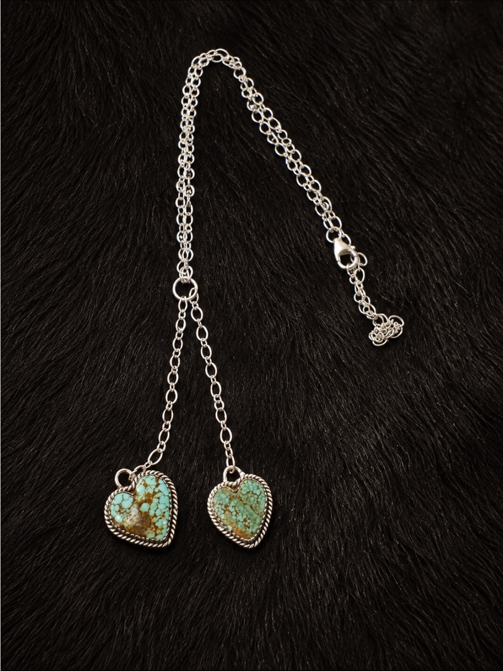 Sterling Silver Mine 8 Turquoise Heart Drop Necklace - Women's Jewelry